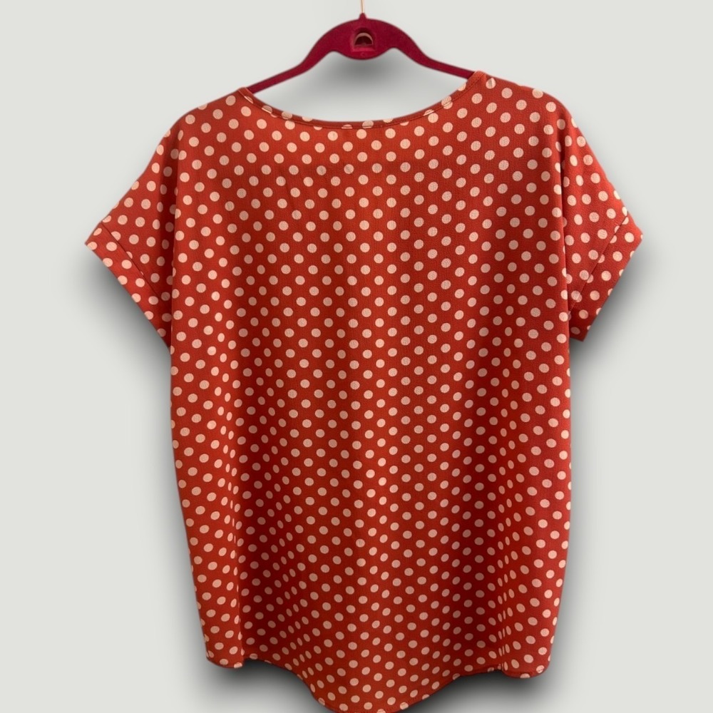 Tovia Womens Blouse Salmon Pink M Polka Dot Rockabilly Retro Officewear Chic - Picture 3 of 7
